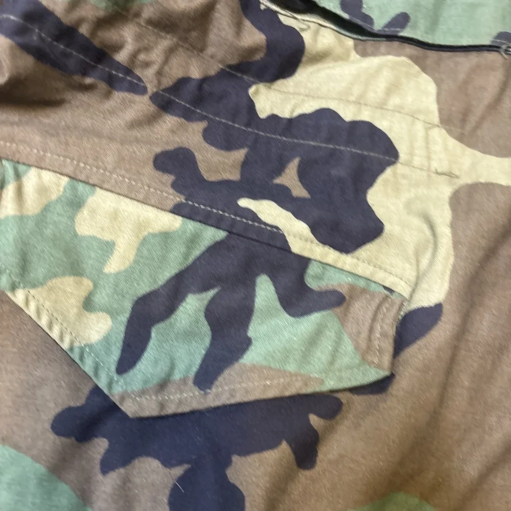 Vintage US Navy M65 Field Jacket Mens XL Woodland Camo Cold Weather 1999 Seabees